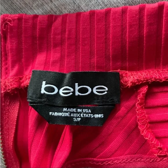 Bebe Red Ribbed bodycon Dress - Picture 3 of 4